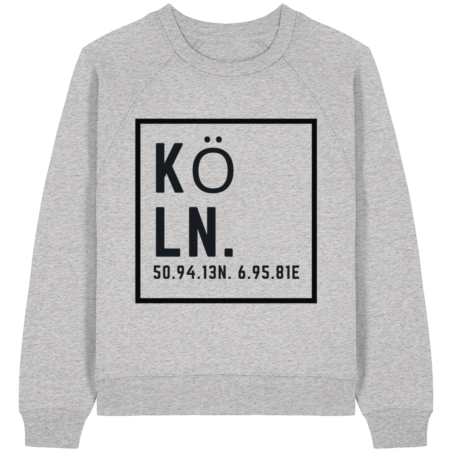 Köln Koordinaten (großer Druck auf der Brust) - Womens Organic Raglan Sweatshirt