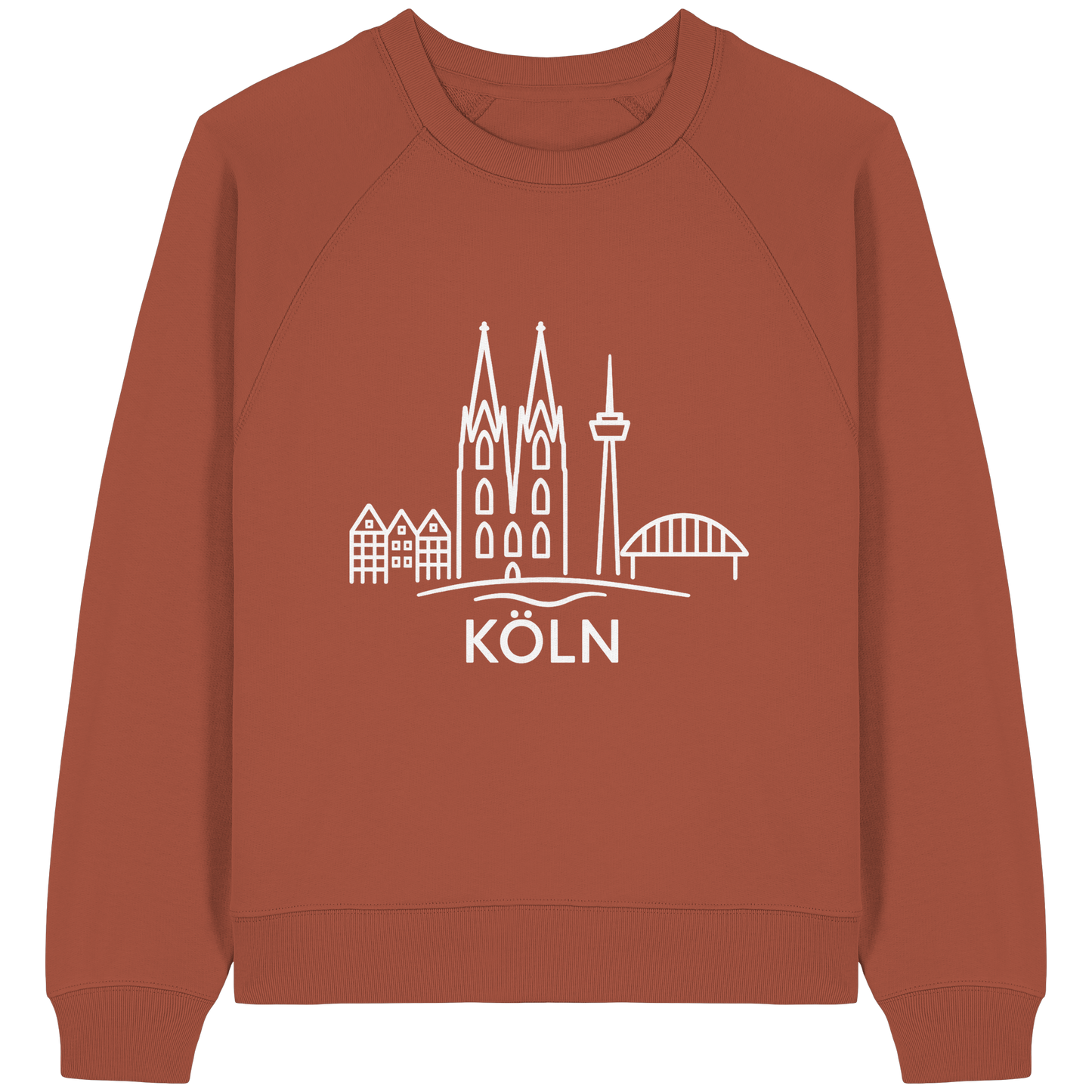 Köln Skyline (großer Druck auf der Brust) - Womens Organic Raglan Sweatshirt