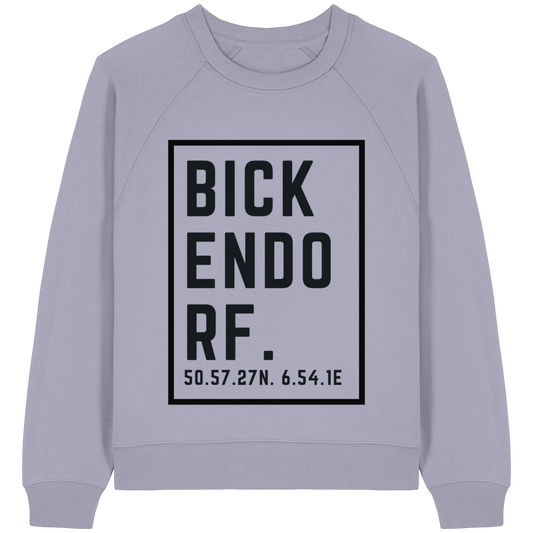 Bickendorf Koordinaten (großer Druck auf der Brust) - Womens Organic Raglan Sweatshirt