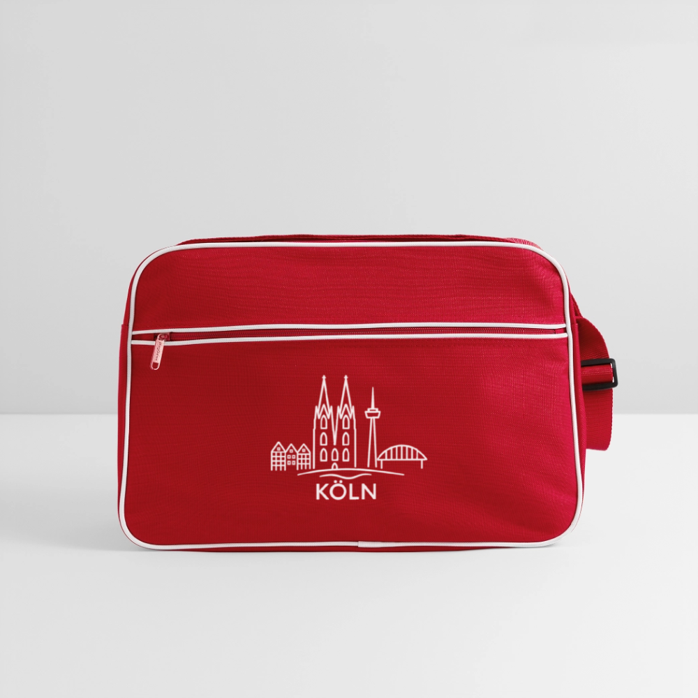 Köln Skyline (Druck) - Retro Tasche - Rot/Weiß