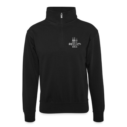 Köln Skyline Druck (klein auf der Brust) - Unisex sweater with zip collar - black