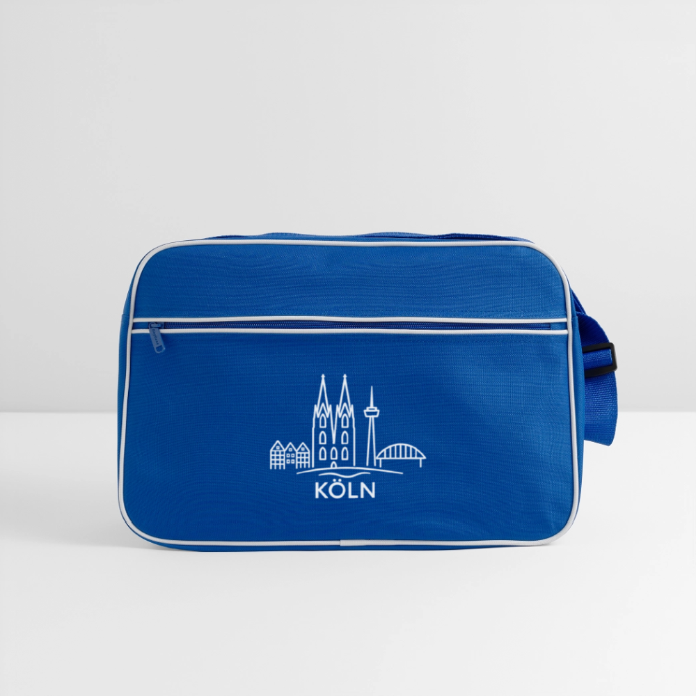 Köln Skyline (Druck) - Retro Tasche - Blau/Weiß