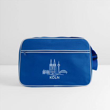 Köln Skyline (Druck) - Retro Tasche - Blau/Weiß