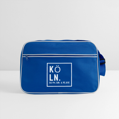 Köln Koordinaten (Druck) - Retro Tasche - Blau/Weiß