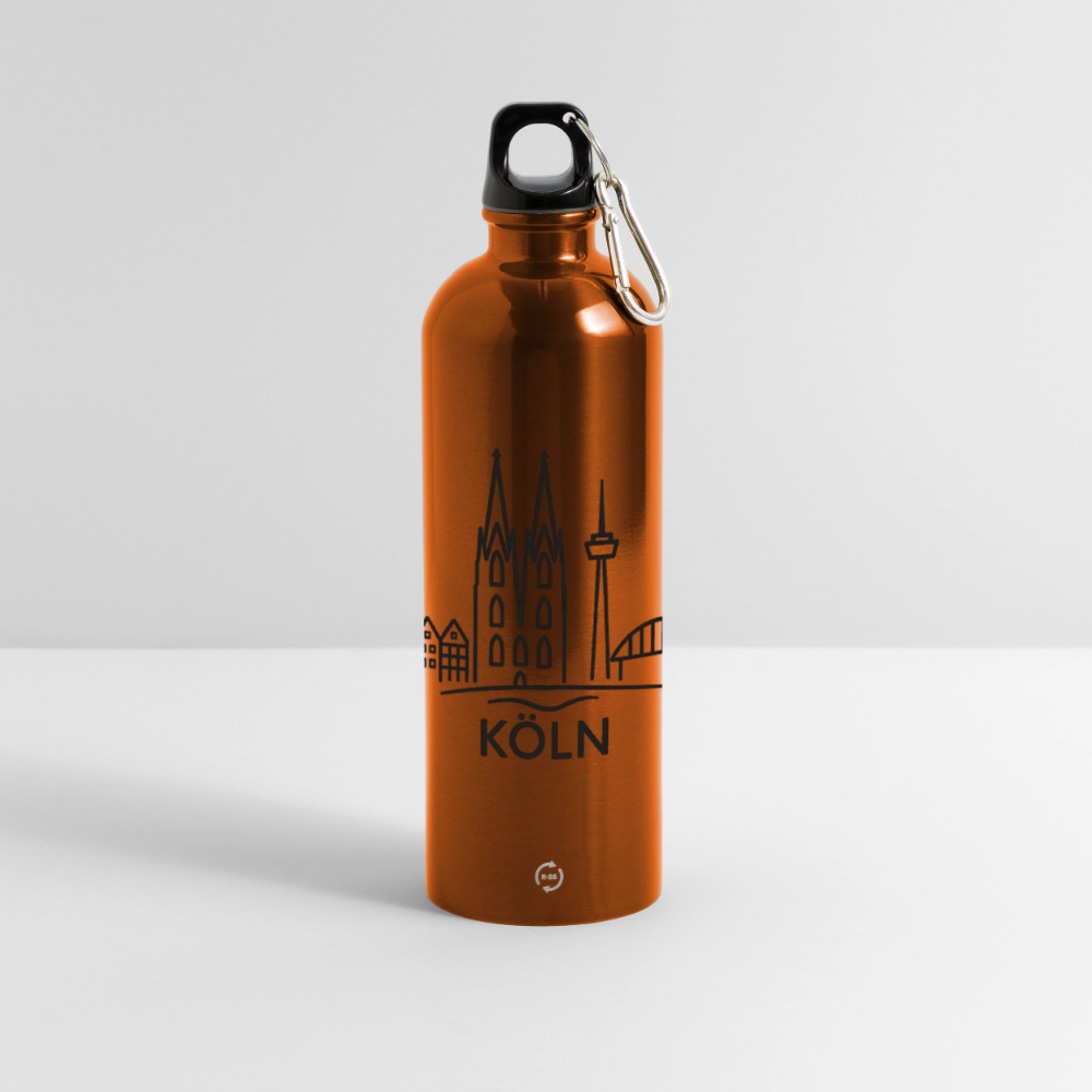 Köln Skyline (Druck) - METALLIC Karabiner Wasserflasche 750 ml - Orange