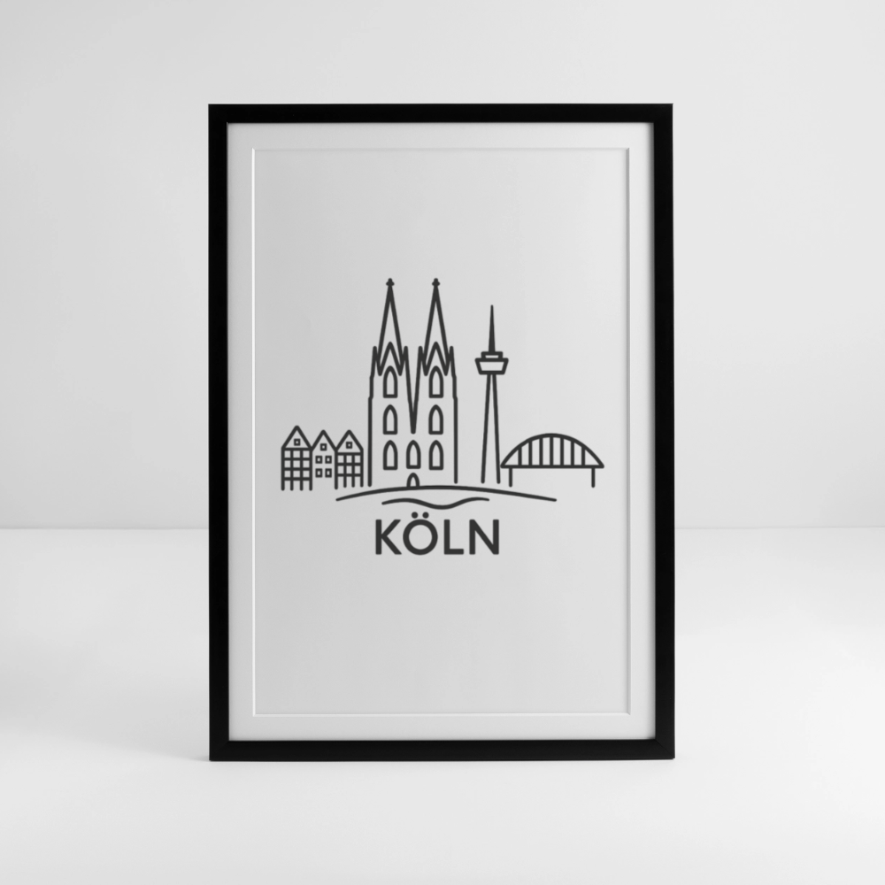 Köln Skyline (Druck) - Gerahmtes Poster (49 × 69 cm) - Schwarz