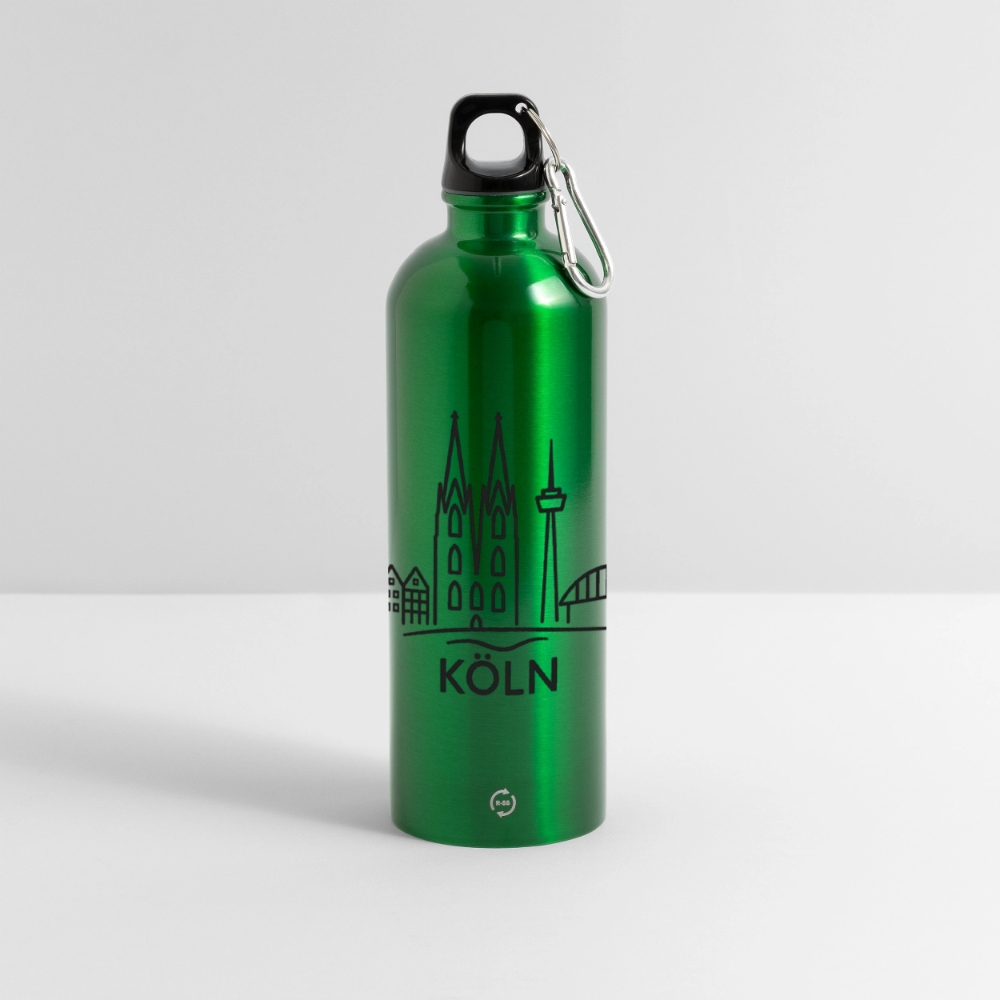 Köln Skyline (Druck) - METALLIC Karabiner Wasserflasche 750 ml - Kelly Green
