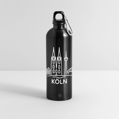 METALLIC Karabiner Wasserflasche 750 ml - Schwarz