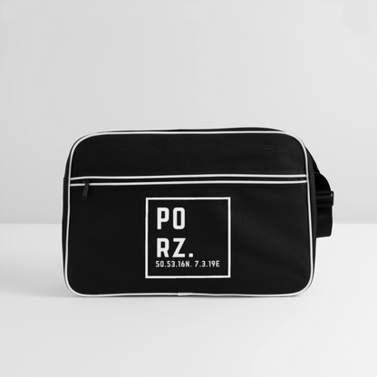 Porz Koordinaten (Druck) - Retro Tasche - Schwarz/Weiß