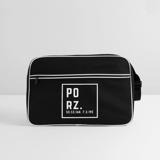 Porz Koordinaten (Druck) - Retro Tasche - Schwarz/Weiß