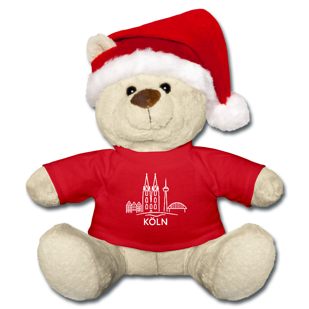 Weihnachtsteddy - Köln Skyline - Rot