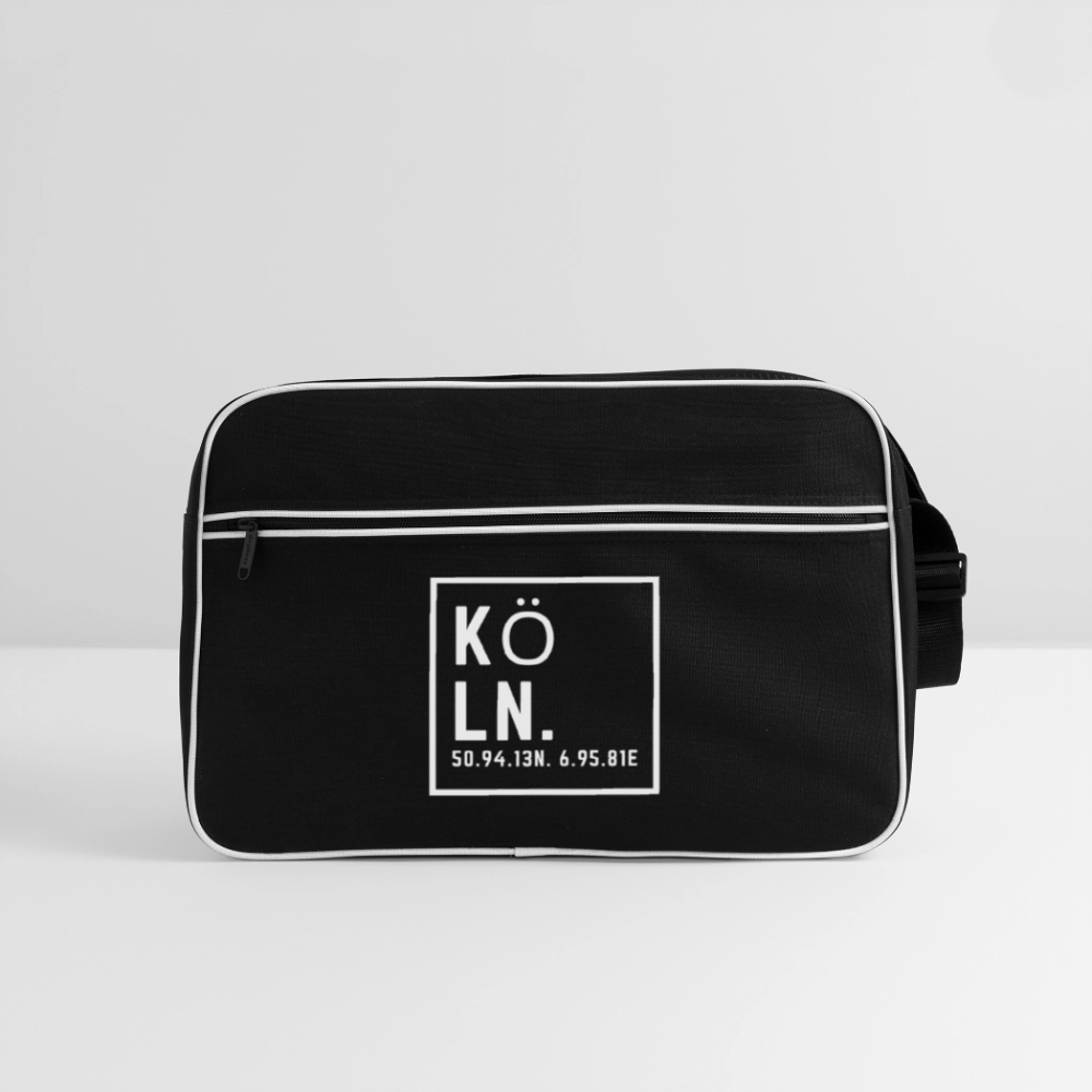 Köln Koordinaten (Druck) - Retro Tasche - Schwarz/Weiß