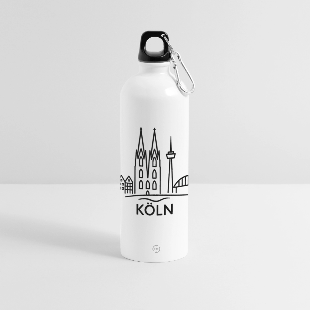 Köln Skyline (Druck) - METALLIC Karabiner Wasserflasche 750 ml - Weiß