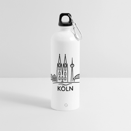 Köln Skyline (Druck) - METALLIC Karabiner Wasserflasche 750 ml - Weiß