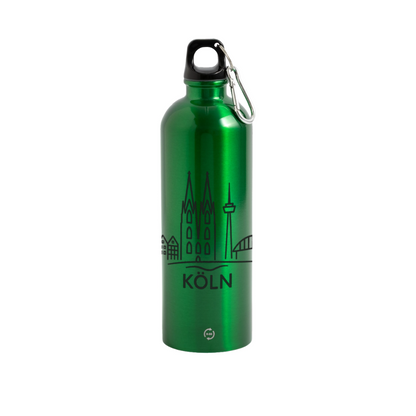 Köln Skyline (Druck) - METALLIC Karabiner Wasserflasche 750 ml - Kelly Green