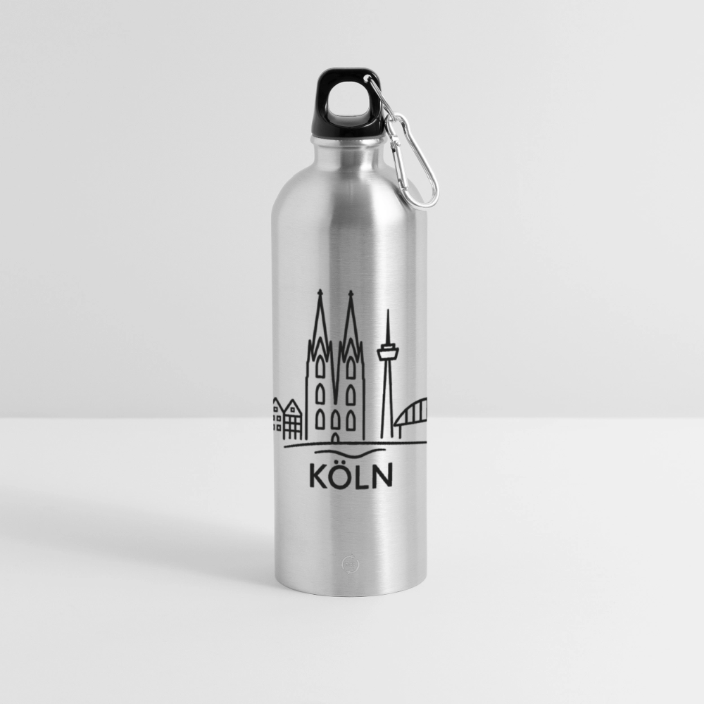 Köln Skyline (Druck) - METALLIC Karabiner Wasserflasche 750 ml - Lightsilver
