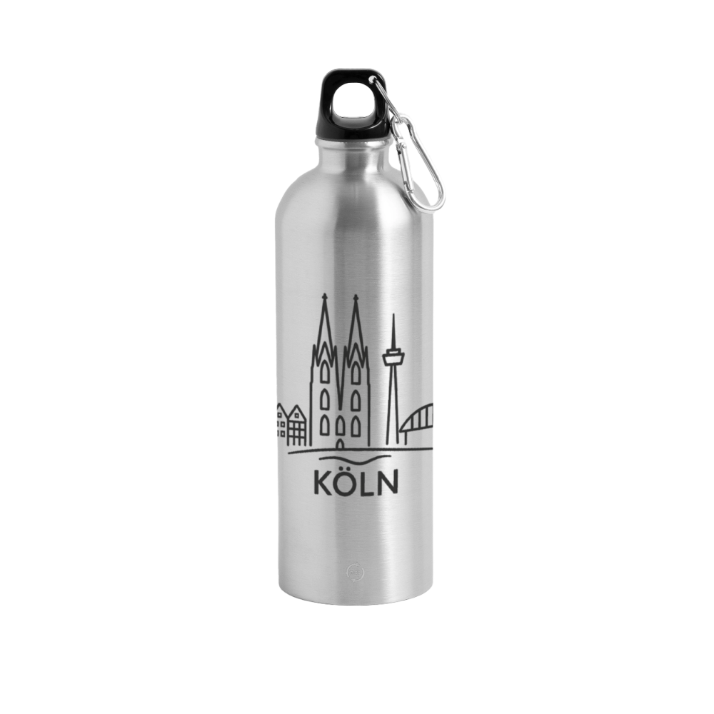 Köln Skyline (Druck) - METALLIC Karabiner Wasserflasche 750 ml - Lightsilver