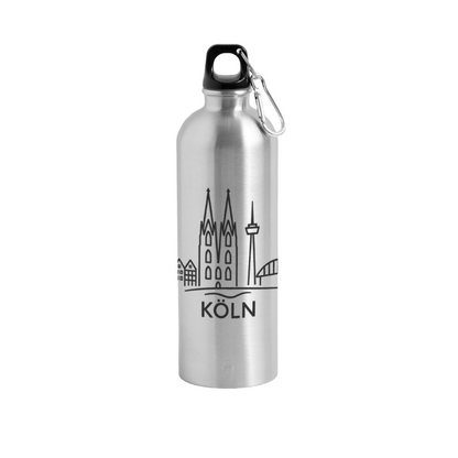 Köln Skyline (Druck) - METALLIC Karabiner Wasserflasche 750 ml - Lightsilver