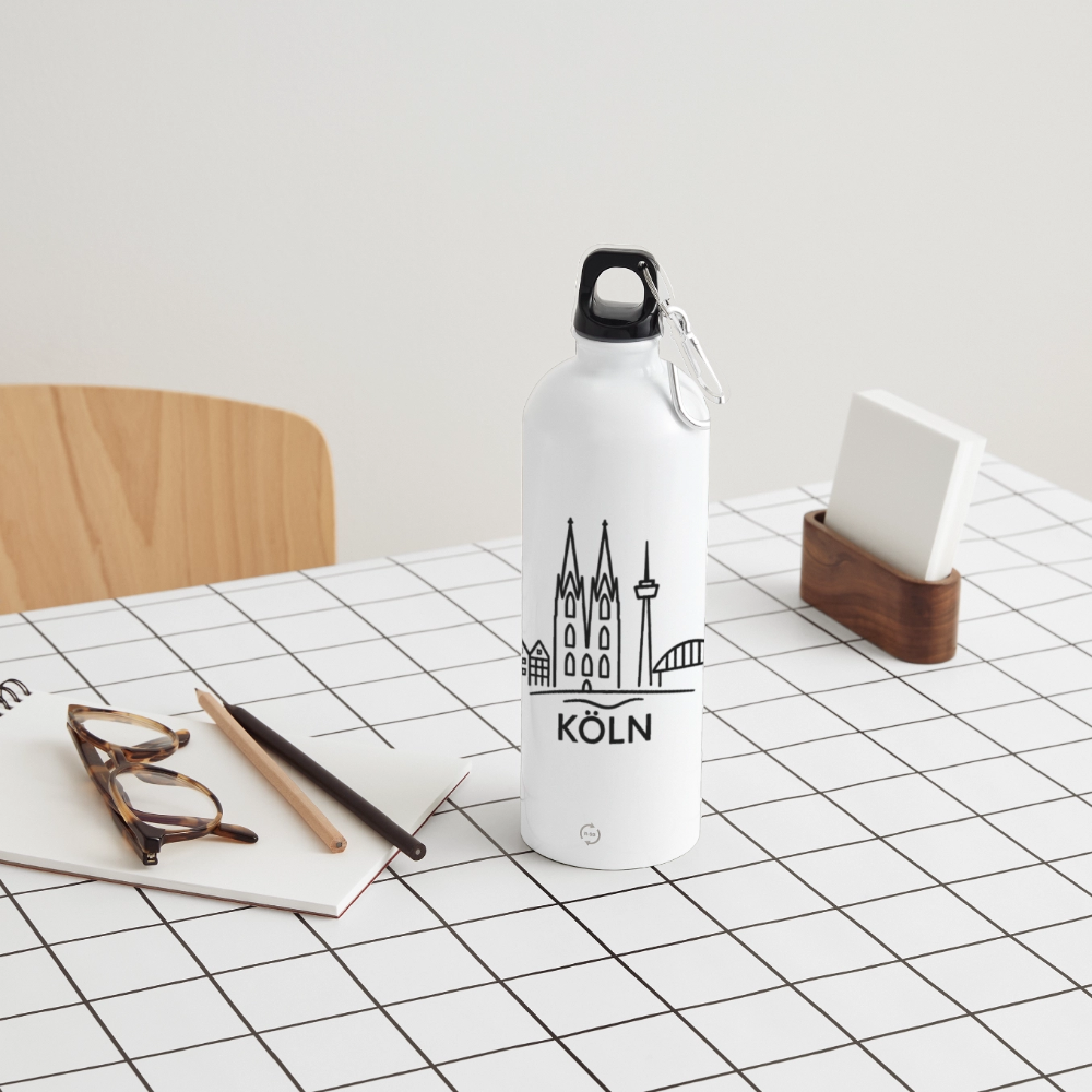 Köln Skyline (Druck) - METALLIC Karabiner Wasserflasche 750 ml - Weiß