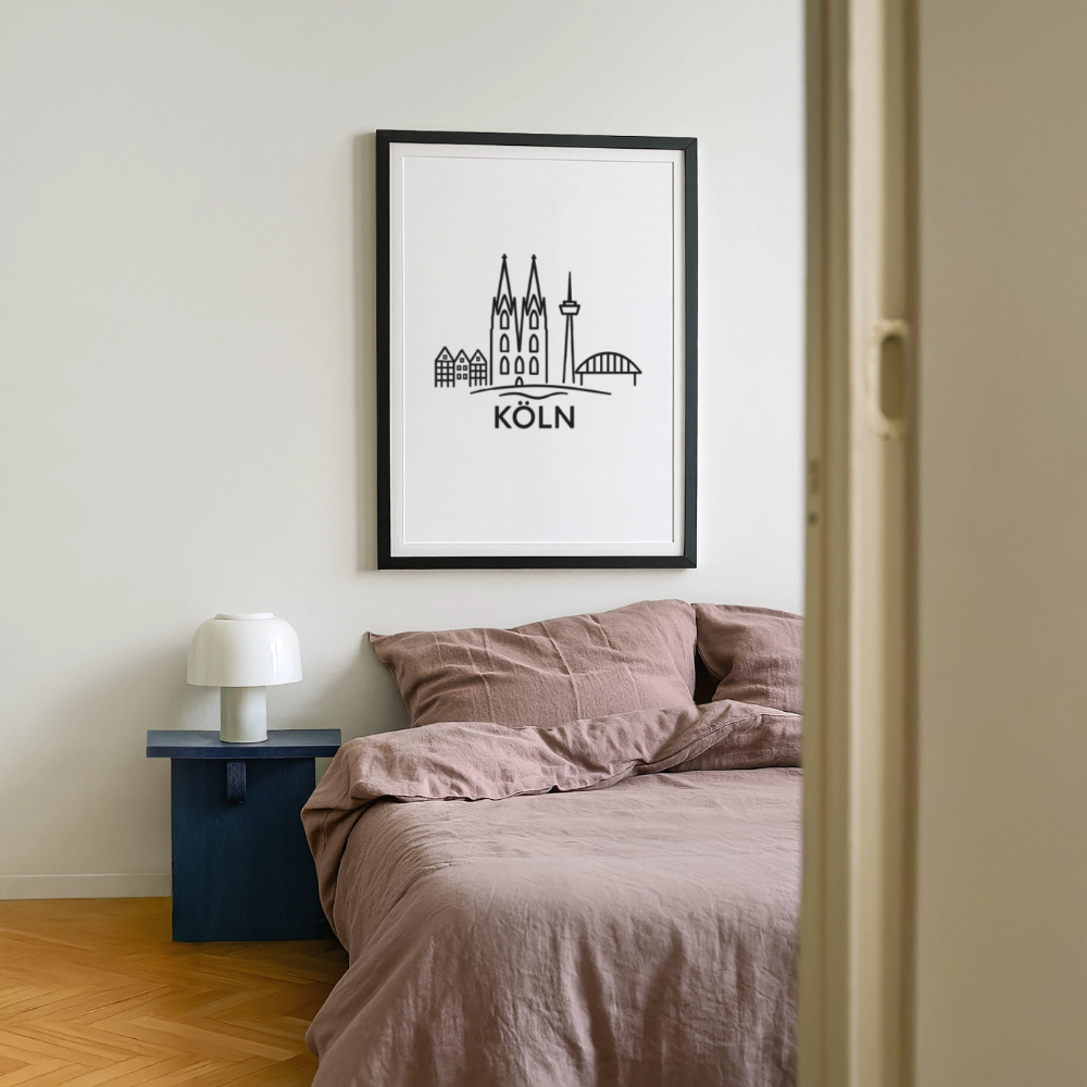 Köln Skyline (Druck) - Gerahmtes Poster (49 × 69 cm) - Schwarz