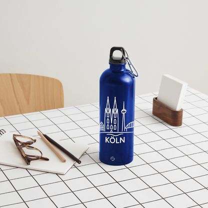 METALLIC Karabiner Wasserflasche 750 ml - Königsblau