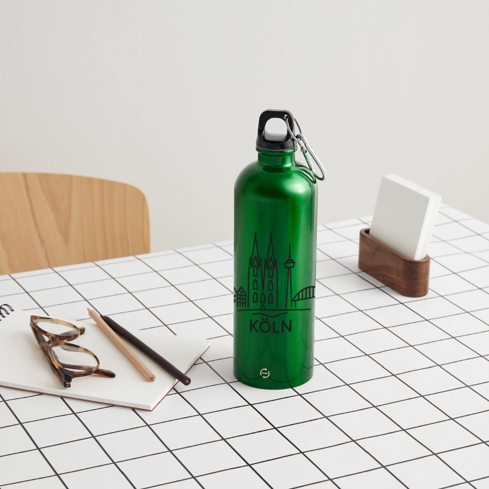 Köln Skyline (Druck) - METALLIC Karabiner Wasserflasche 750 ml - Kelly Green