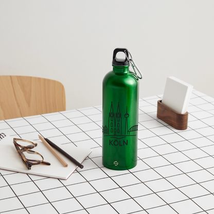 Köln Skyline (Druck) - METALLIC Karabiner Wasserflasche 750 ml - Kelly Green