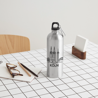Köln Skyline (Druck) - METALLIC Karabiner Wasserflasche 750 ml - Lightsilver
