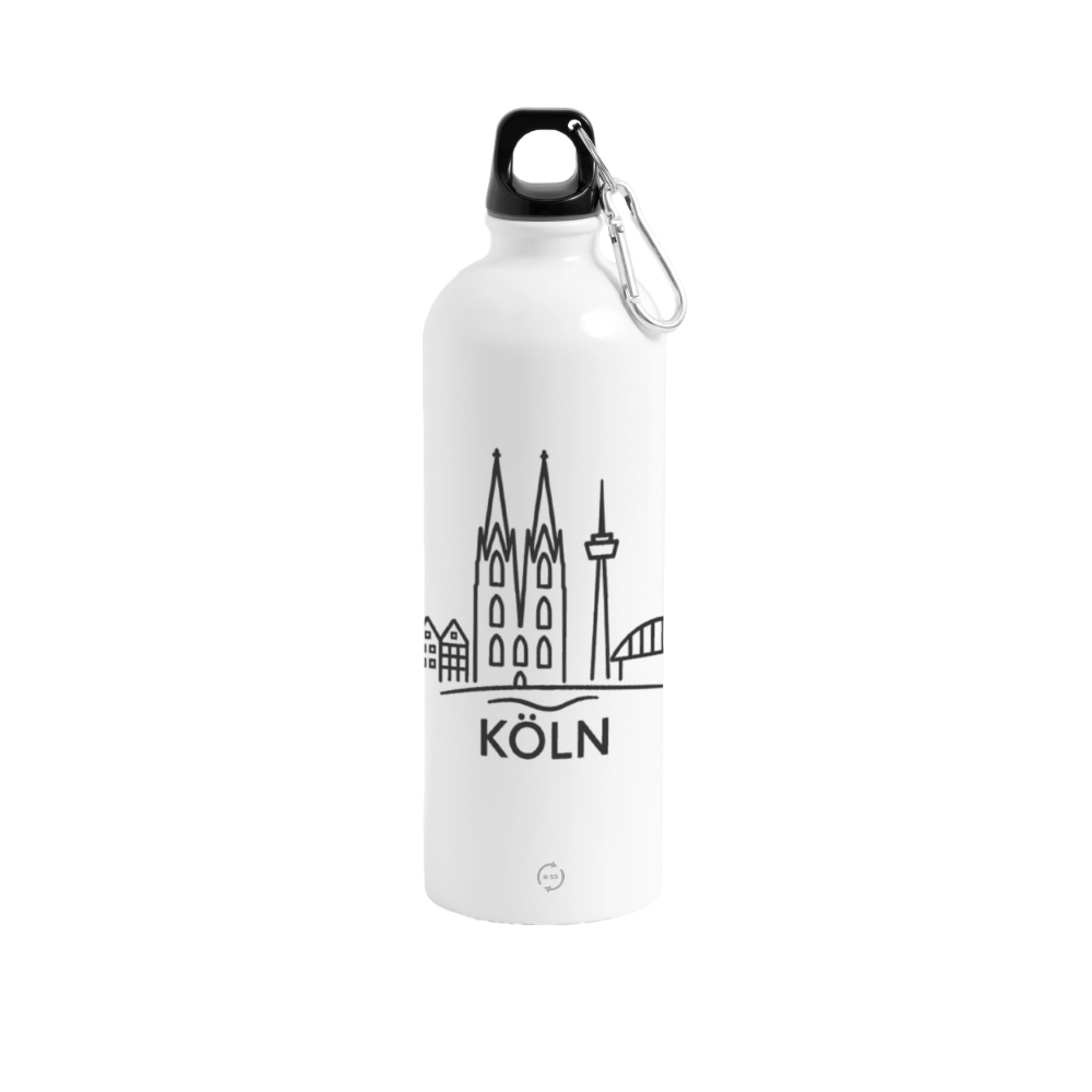 Köln Skyline (Druck) - METALLIC Karabiner Wasserflasche 750 ml - Weiß