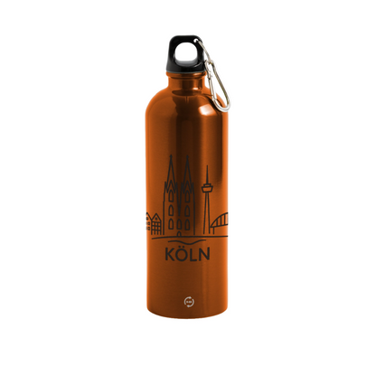 Köln Skyline (Druck) - METALLIC Karabiner Wasserflasche 750 ml - Orange