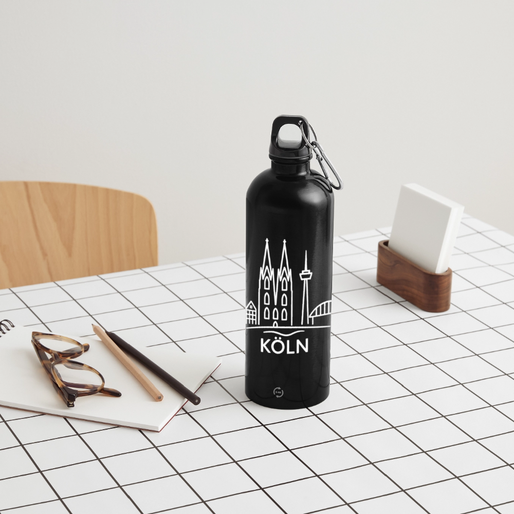 METALLIC Karabiner Wasserflasche 750 ml - Schwarz