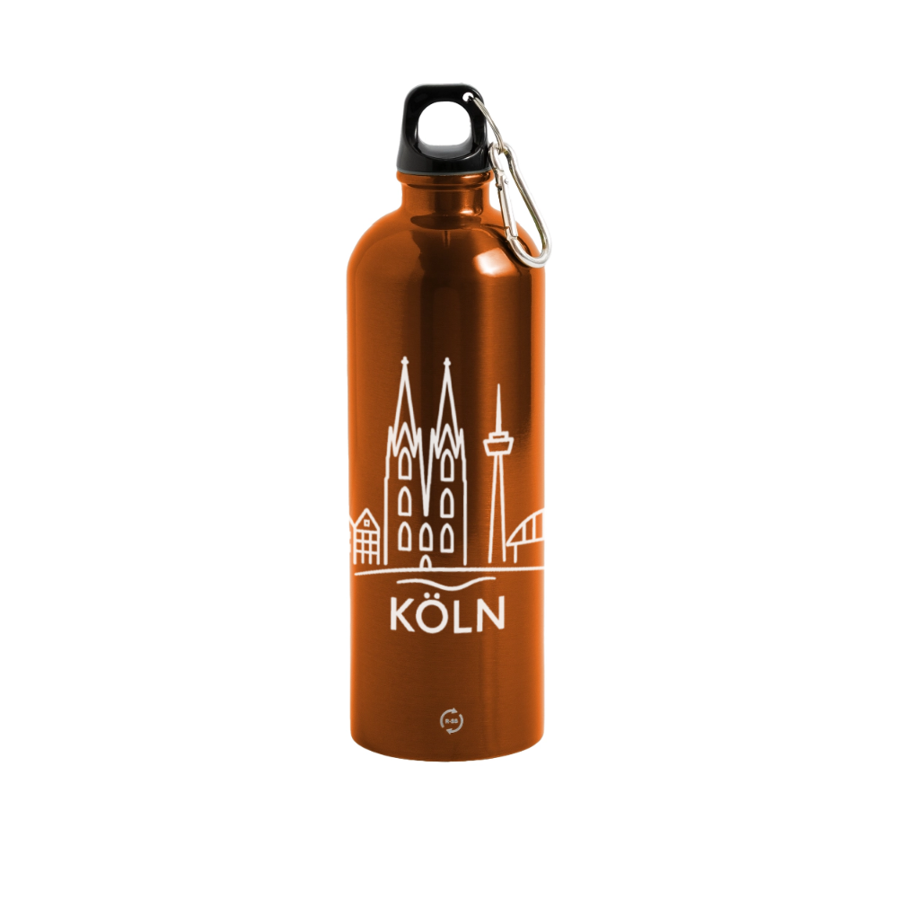 METALLIC Karabiner Wasserflasche 750 ml - Orange