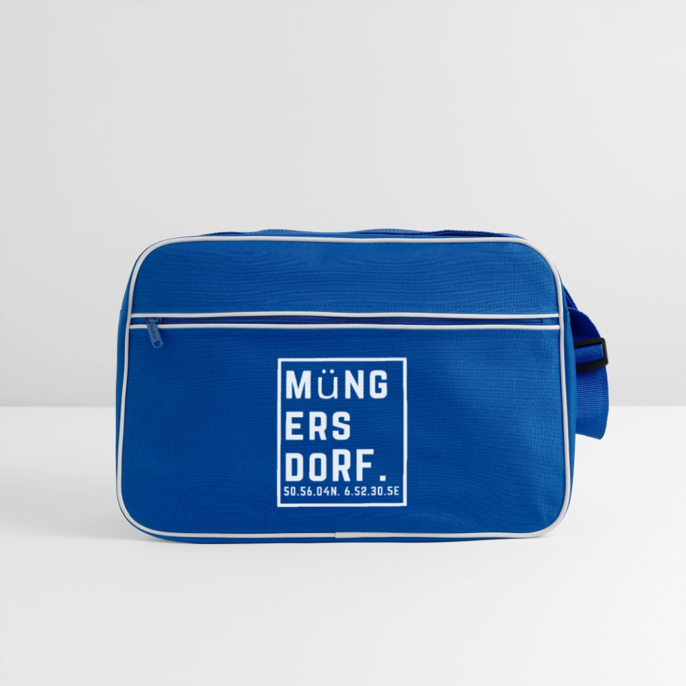 Müngersdorf Koordinaten (Druck) - Retro Tasche - Blau/Weiß