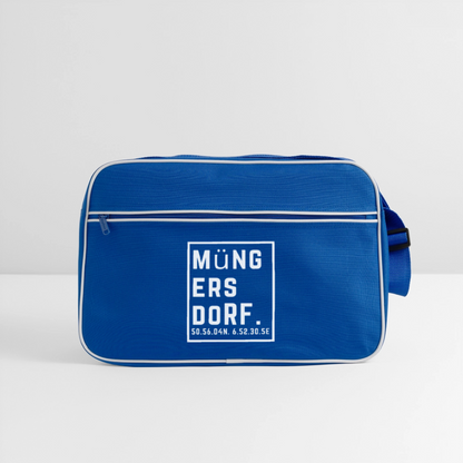 Müngersdorf Koordinaten (Druck) - Retro Tasche - Blau/Weiß