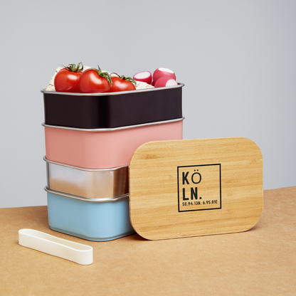 Köln Koordinaten (Druck) - Lunch Box - Hellblau