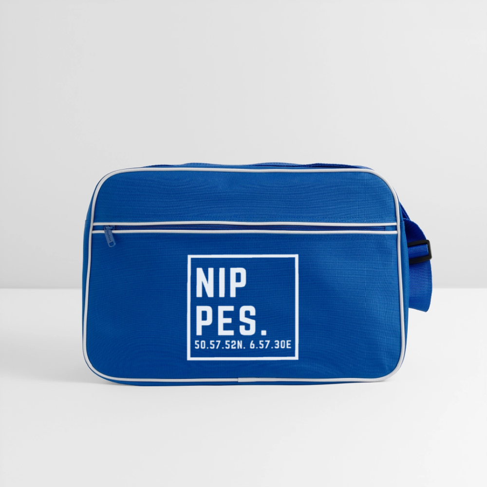 Nippes Koordinaten (Druck) - Retro Tasche - Blau/Weiß