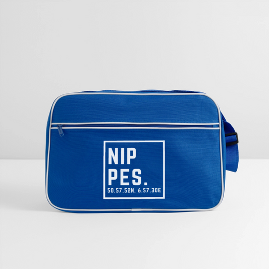 Nippes Koordinaten (Druck) - Retro Tasche - Blau/Weiß