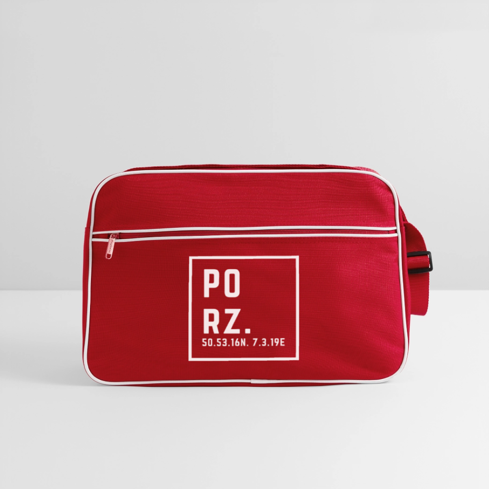 Porz Koordinaten (Druck) - Retro Tasche - Rot/Weiß