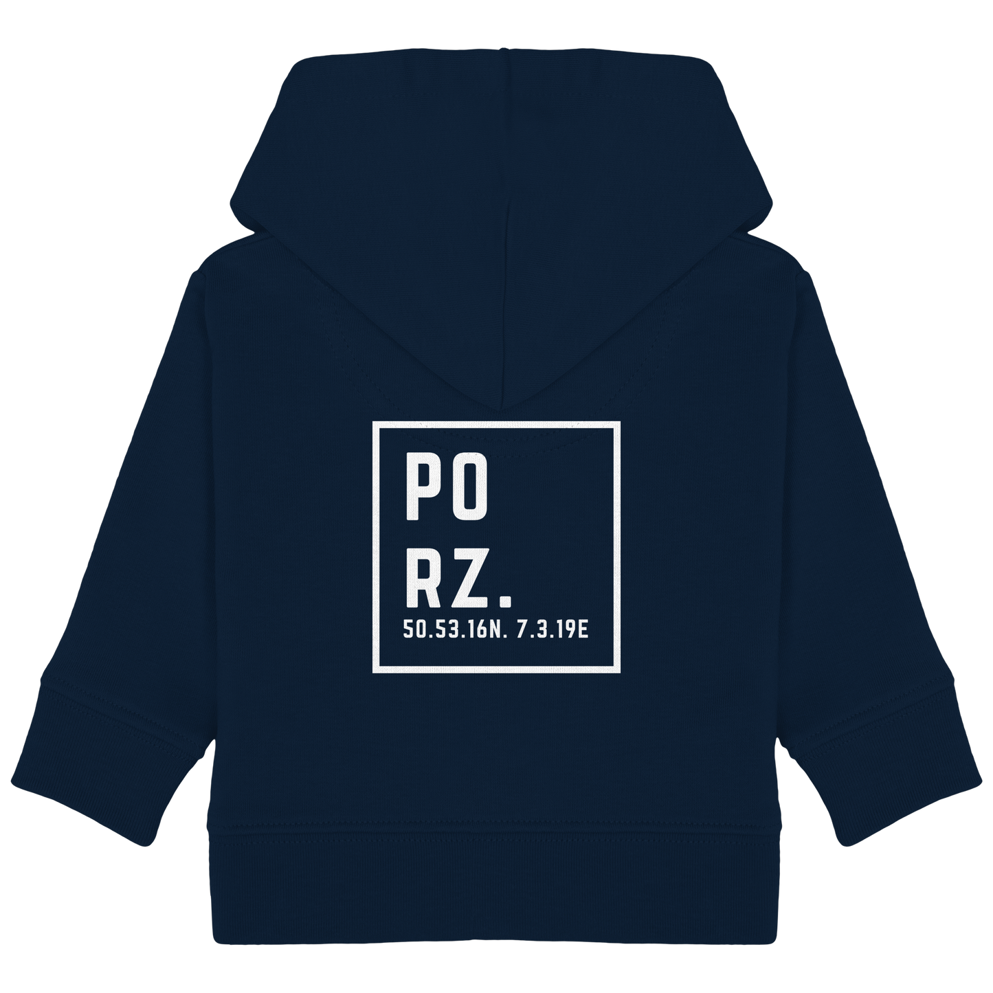 Porz Koordinaten (großer Druck Rücken) - Baby Organic Hoodie