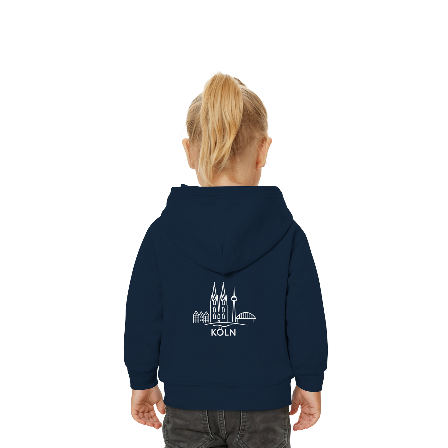 Köln Skyline (großer Druck auf dem Rücken) - Baby Organic Hoodie