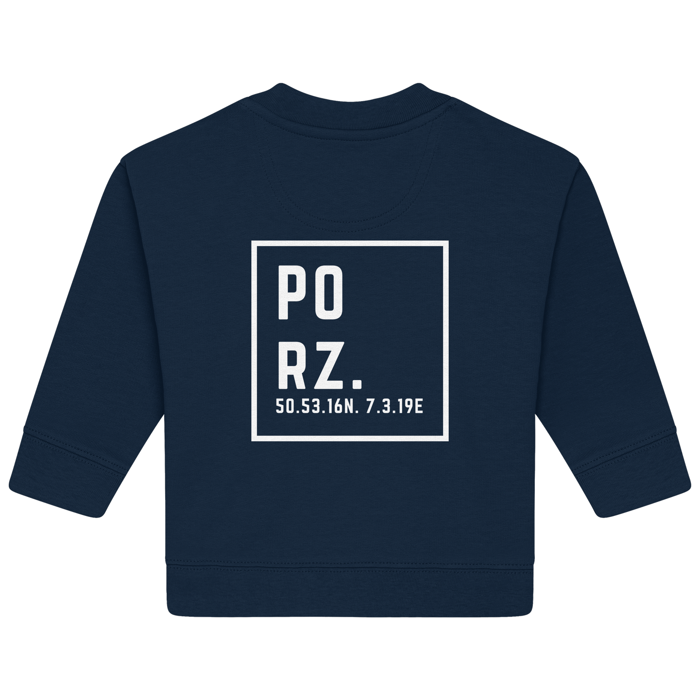 Porz Koordinaten (großer Druck Rücken) - Baby Organic Sweatshirt