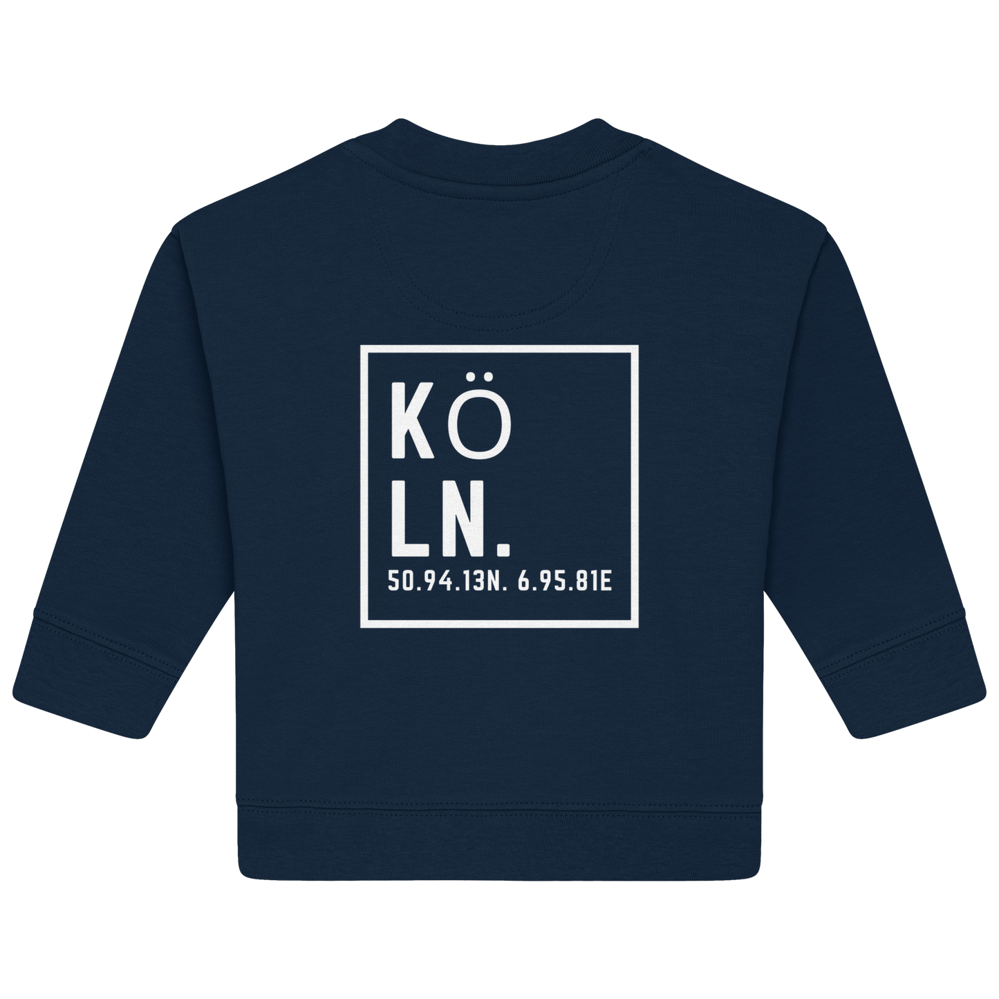 Köln Koordinaten (großer Druck auf dem Rücken) - Baby Organic Sweatshirt