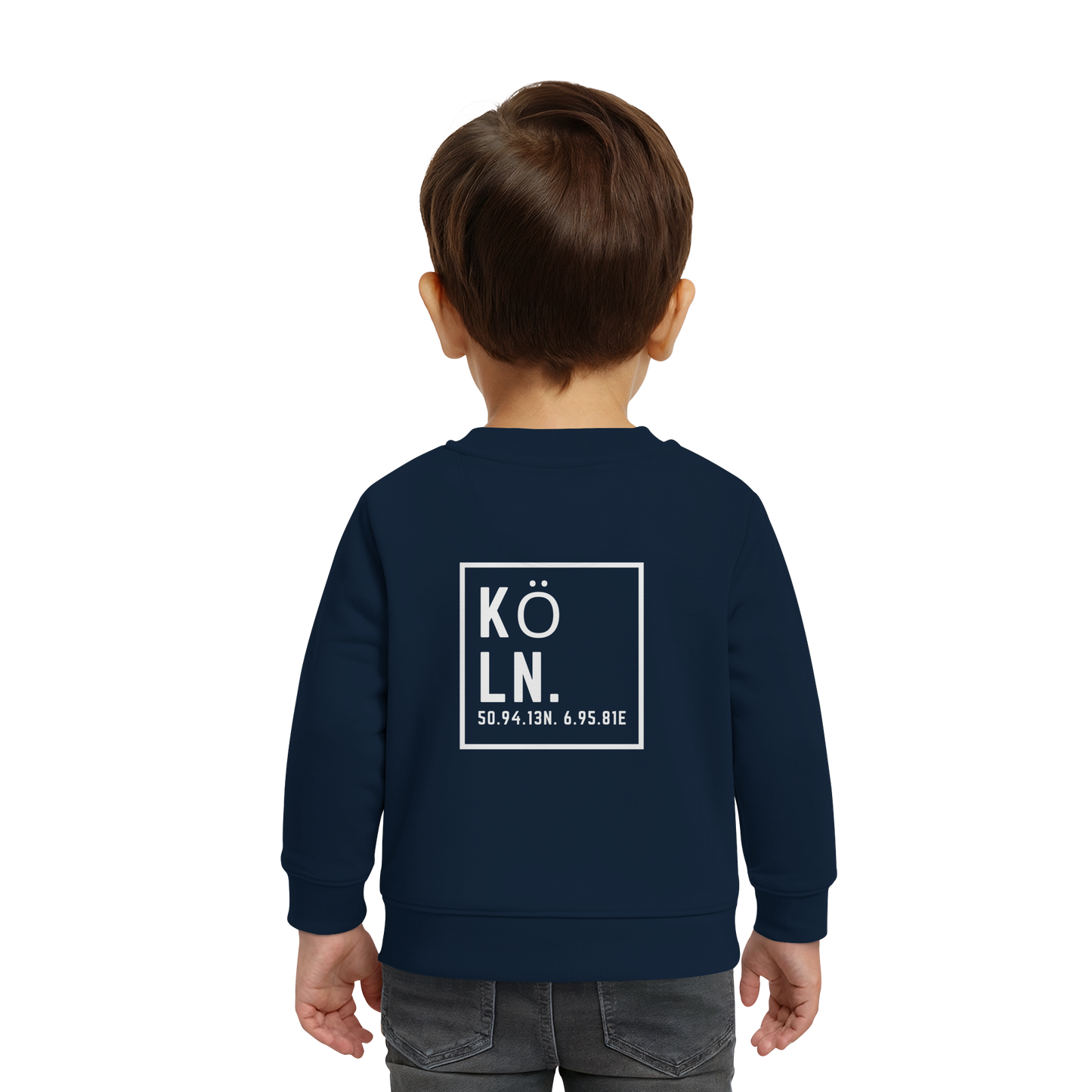 Köln Koordinaten (großer Druck auf dem Rücken) - Baby Organic Sweatshirt