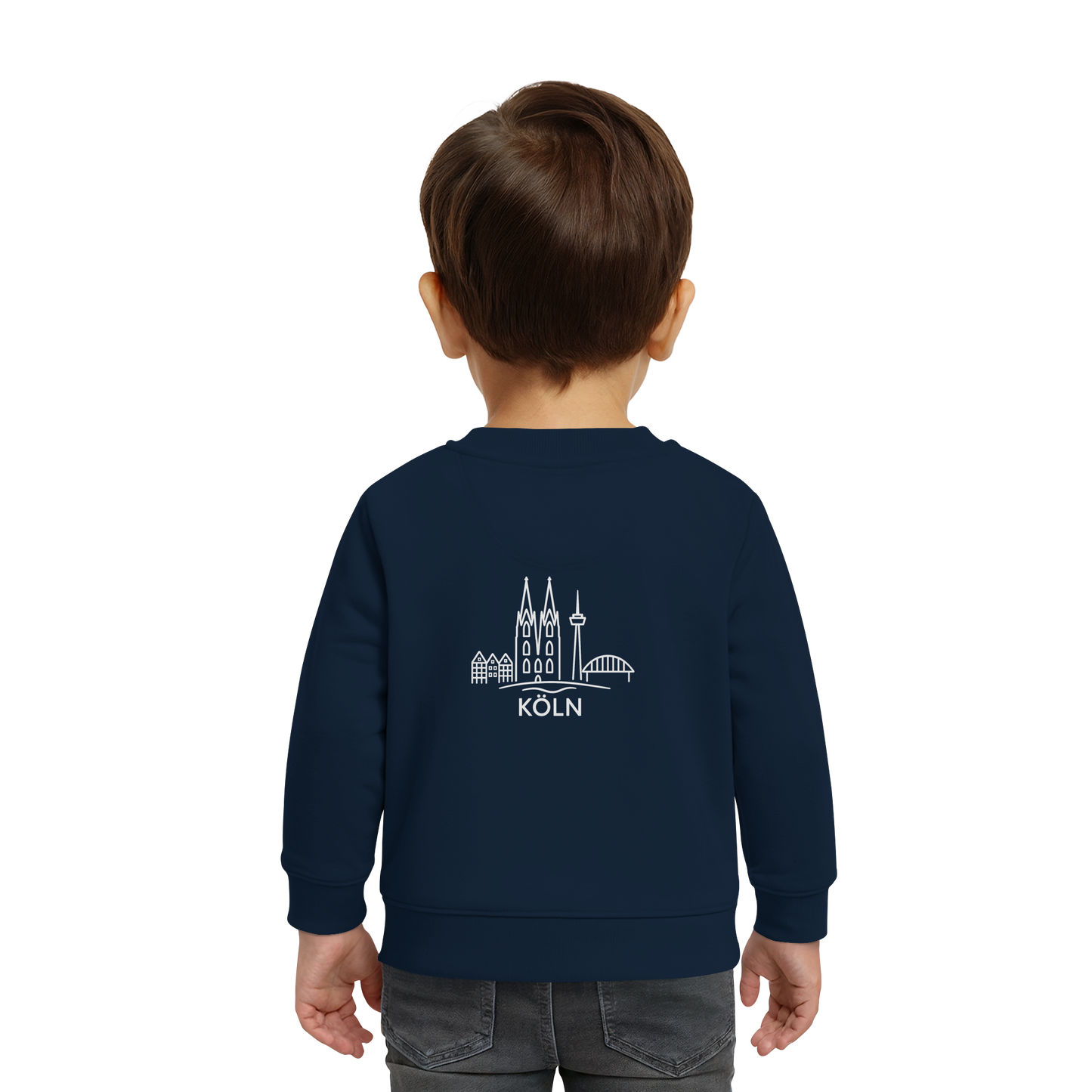 Köln Skyline (großer Druck auf dem Rücken) - Baby Organic Sweatshirt