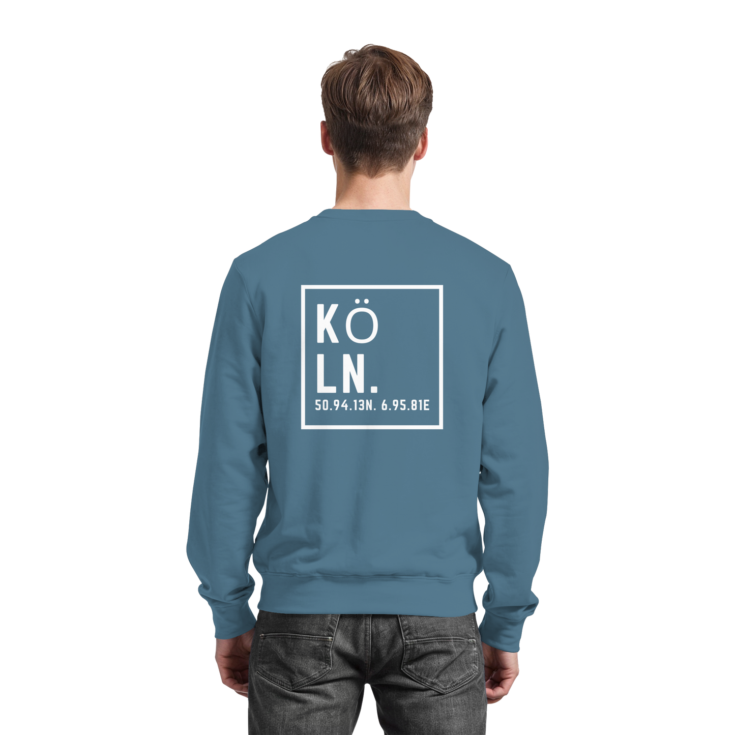 Köln Koordinaten (großer Druck auf dem Rücken) - Basic Sweatshirt