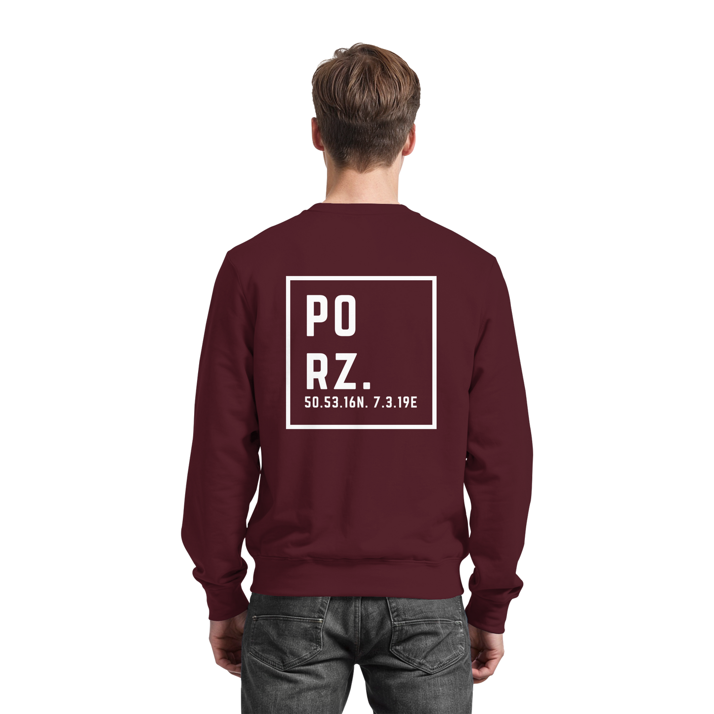 Porz Koordinaten (großer Druck Rücken) - Basic Sweatshirt