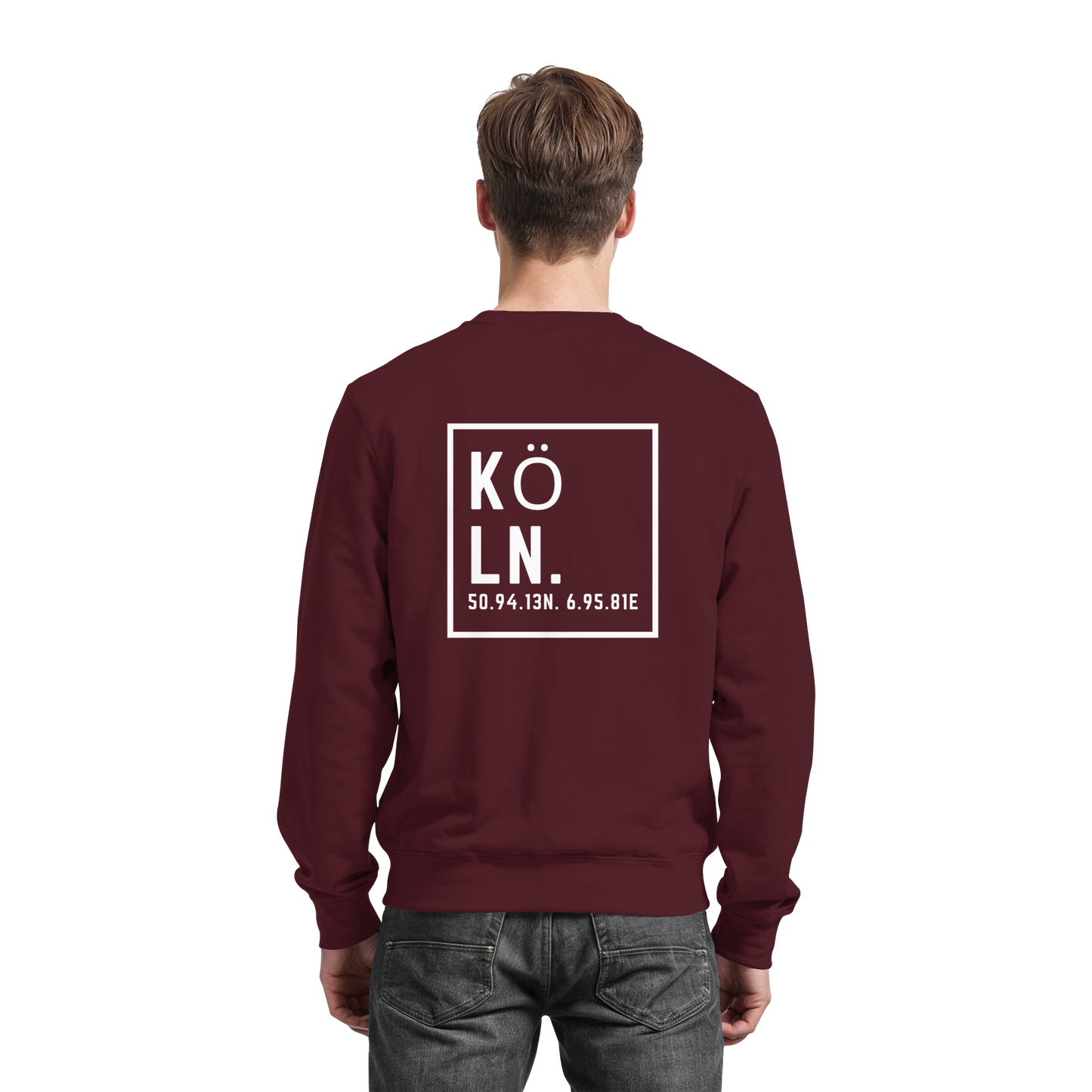 Köln Koordinaten (großer Druck auf dem Rücken) - Basic Sweatshirt