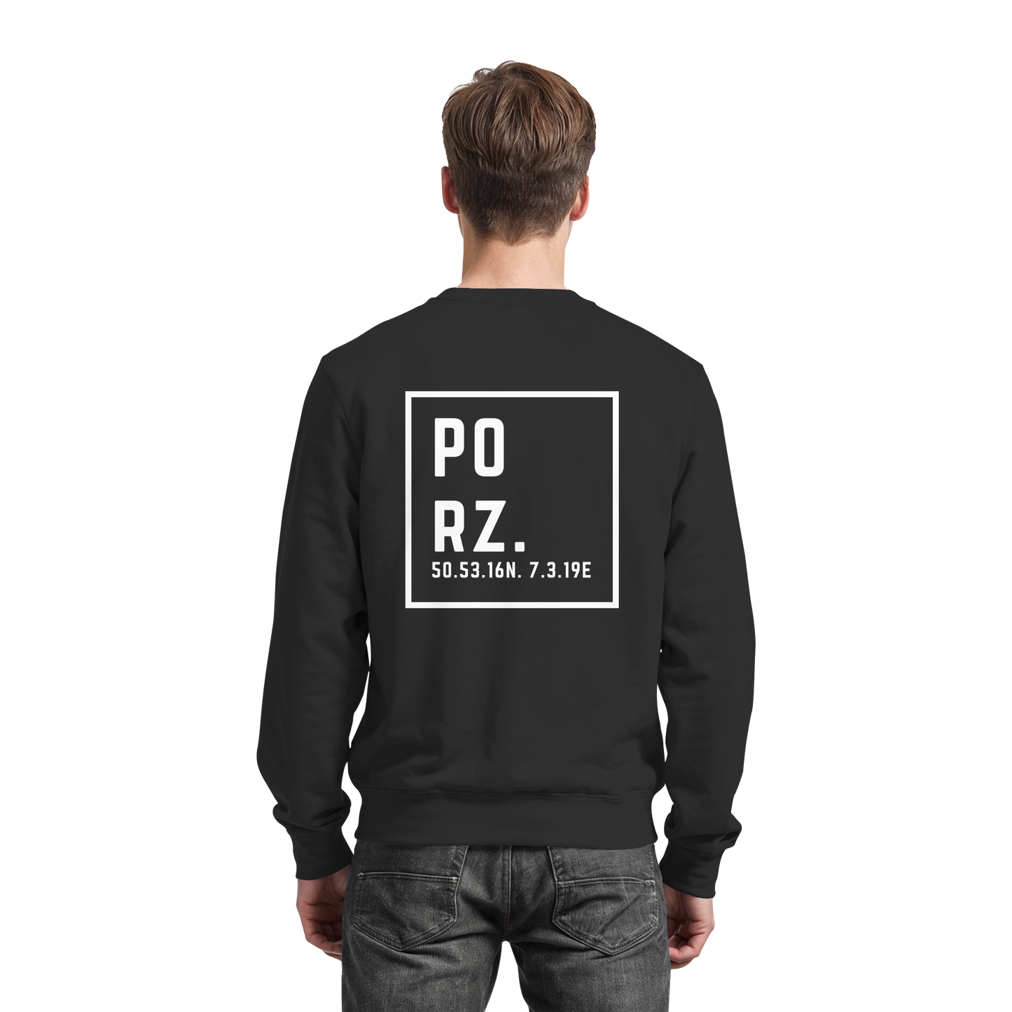 Porz Koordinaten (großer Druck Rücken) - Basic Sweatshirt