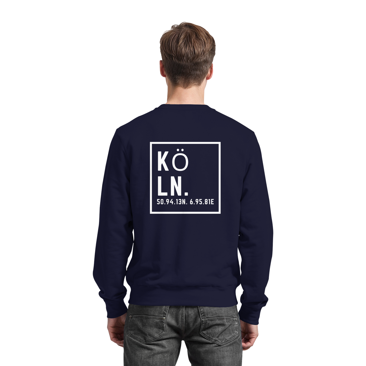 Köln Koordinaten (großer Druck auf dem Rücken) - Basic Sweatshirt