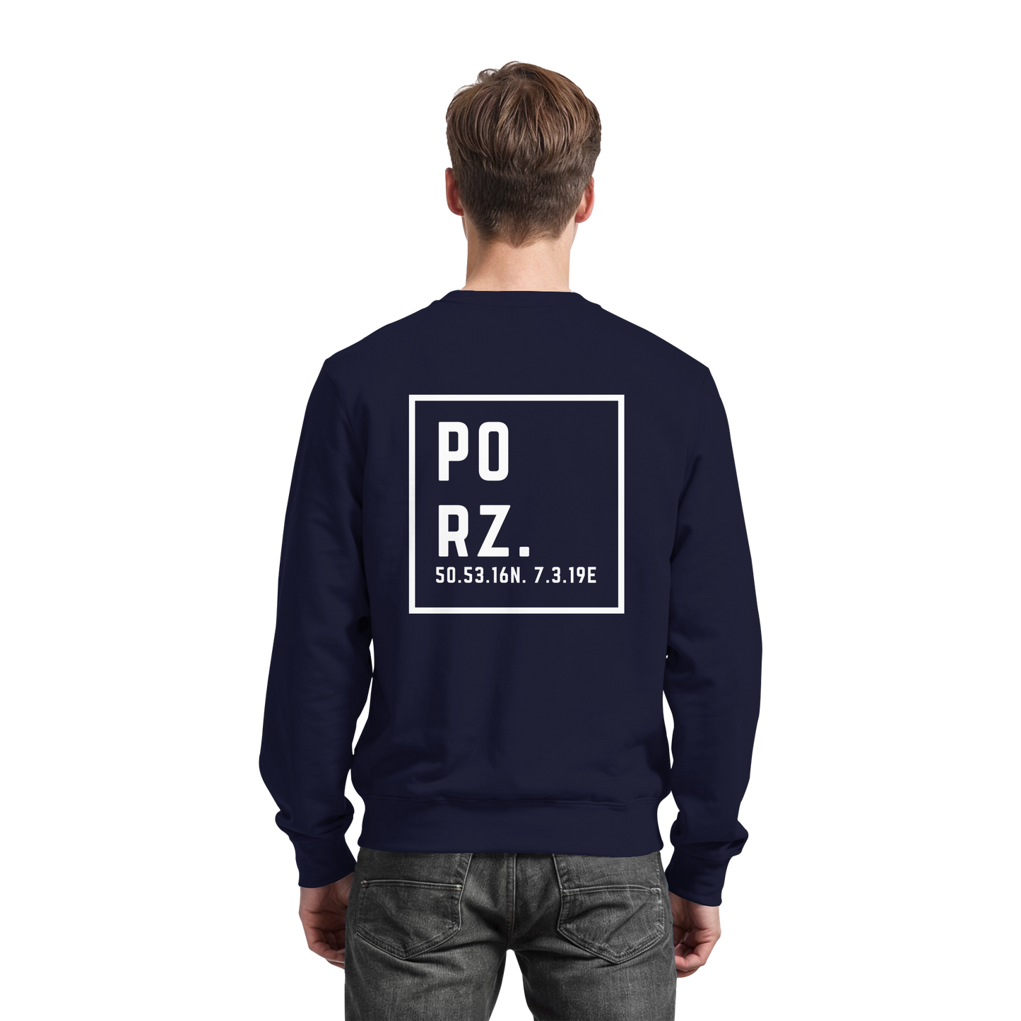 Porz Koordinaten (großer Druck Rücken) - Basic Sweatshirt